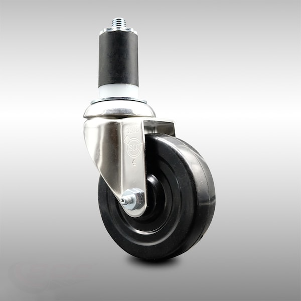 4 Inch 316SS Soft Rubber Wheel Swivel 1-5/8 Inch Expanding Stem Caster SCC